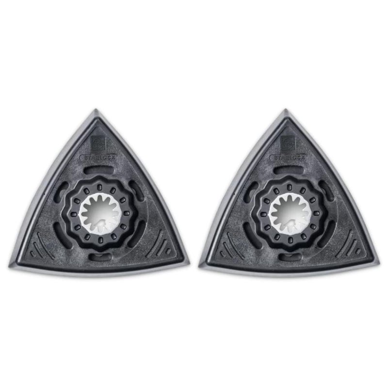 Fein Starlock Triangular Backing Pad Set with Hook & Loop Attachment - Plastic Plate for Scratch-Free Sanding, Perforated, Standard Version, 3-1/8" Edge Length, 2-Pack - 63806136220 - Image 1